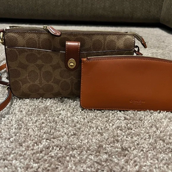 Coach Brown and Tan Signature Crossbody with Wallet - Picture 1 of 10